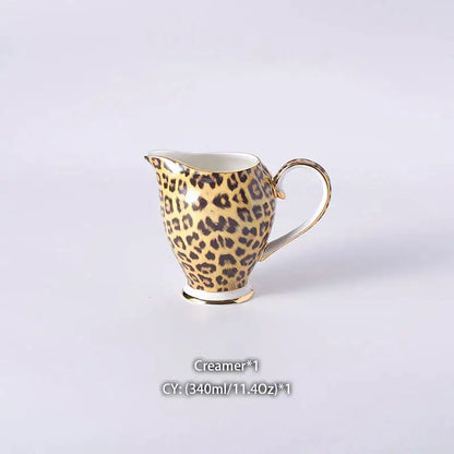 Leopard print porcelain coffee set with gold accents dining room decor