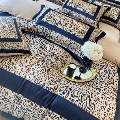Leopard print velvet bedding set bedroom ruffled decor
