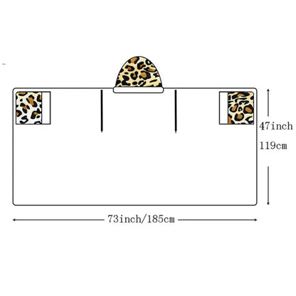 Leopard print warm wearable hooded blanket bedroom soft fleece shawl