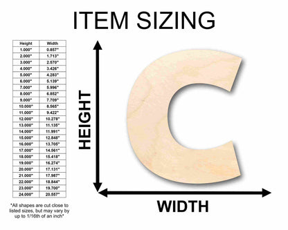 Unfinished Wood Block Letter C - Craft - up to 46" DIY