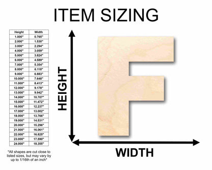 Unfinished Wood Block Letter F - Craft - up to 46" DIY