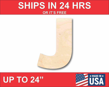 Unfinished Wood Block Letter J - Craft - up to 46" DIY