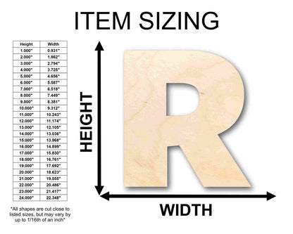 Unfinished Wood Block Letter R - Craft - up to 46" DIY
