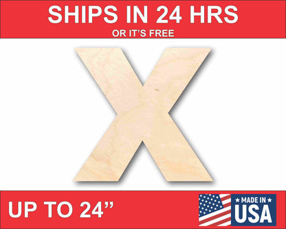 Unfinished Wood Block Letter X - Craft - up to 46" DIY