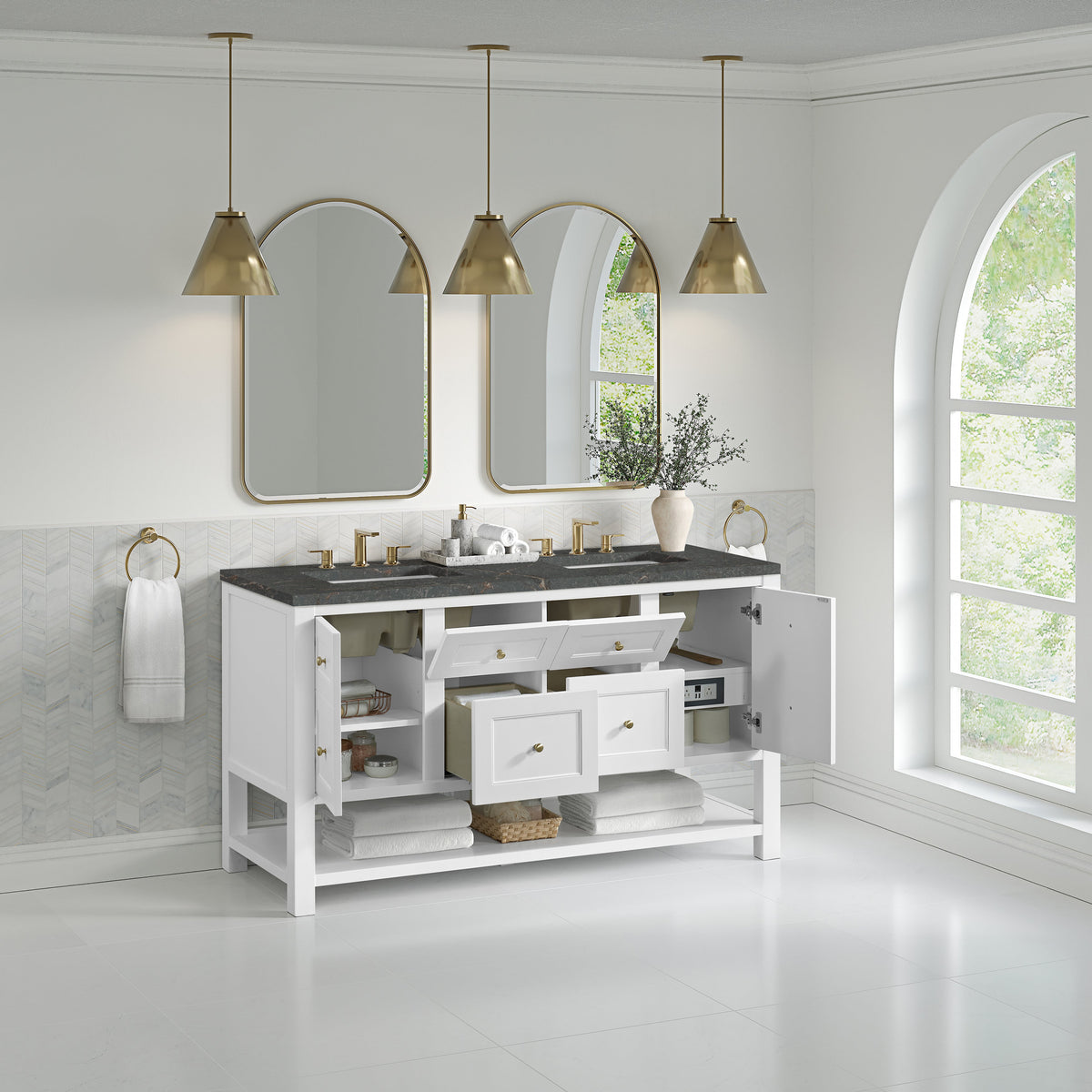 James Martin Breckenridge 60" Double Bathroom Vanity, Bright White