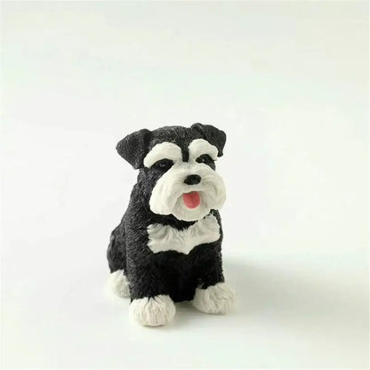 Lifelike black & white resin dog sculpture living room decor