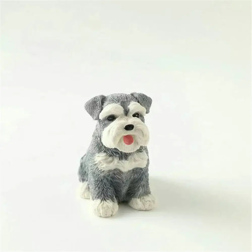 Lifelike black & white resin dog sculpture living room decor