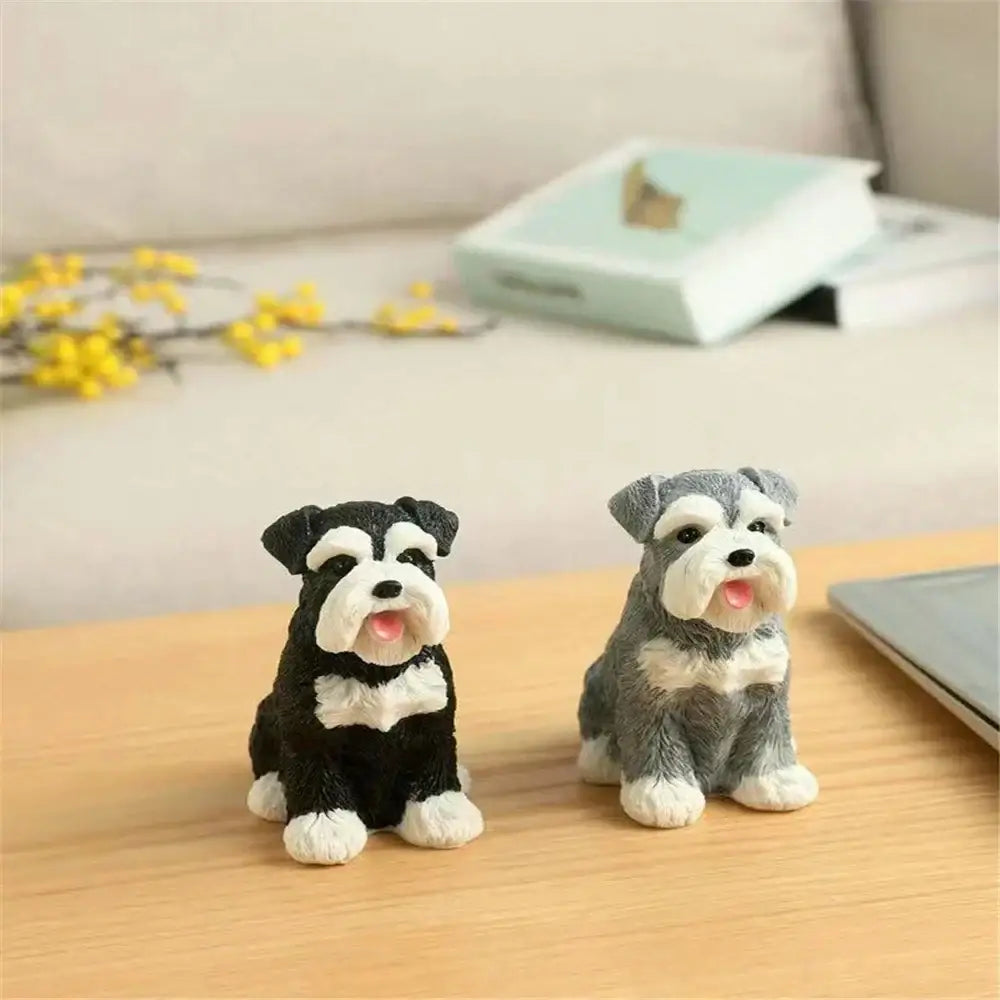 Lifelike black & white resin dog sculpture living room decor
