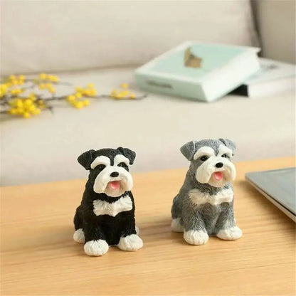 Lifelike black & white resin dog sculpture living room decor