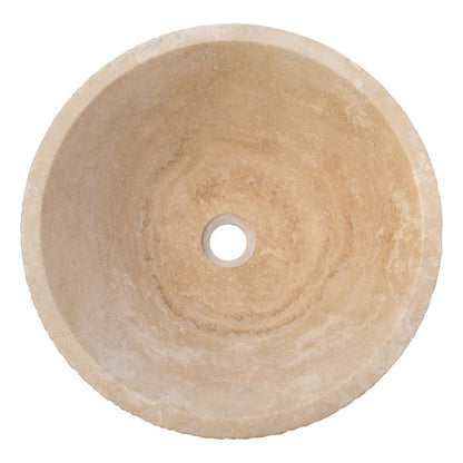 Light Beige Travertine V-Shape Tapered Sink Honed Inside and Sandblasted Outside  (D)16" (H)6"