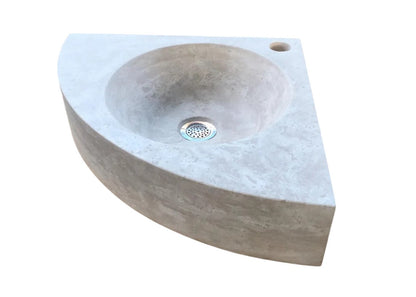 Light Beige Travertine Corner Vessel Bathroom Sink Wall Mount 15 7