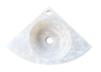 Light Beige Travertine Corner Vessel Bathroom Sink Wall Mount 15 7