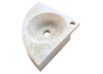Light Beige Travertine Corner Vessel Bathroom Sink Wall Mount 15 7