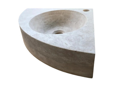 Light Beige Travertine Corner Vessel Bathroom Sink Wall Mount 15 7