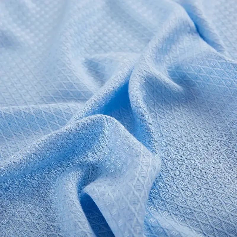 Light blue bamboo fiber summer quilt bedroom diamond grid blanket
