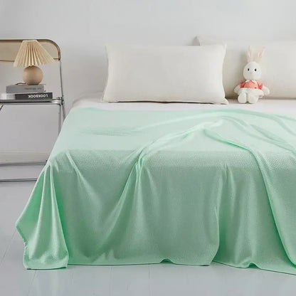 Light blue bamboo fiber summer quilt bedroom diamond grid blanket