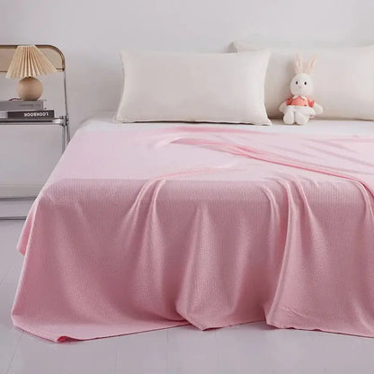 Light blue bamboo fiber summer quilt bedroom diamond grid blanket