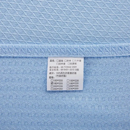 Light blue bamboo fiber summer quilt bedroom diamond grid blanket