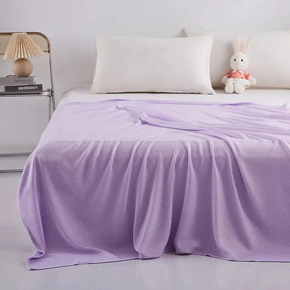 Light blue bamboo fiber summer quilt bedroom diamond grid blanket