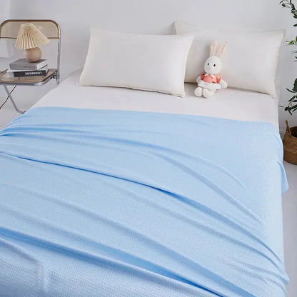 Light blue bamboo fiber summer quilt bedroom diamond grid blanket