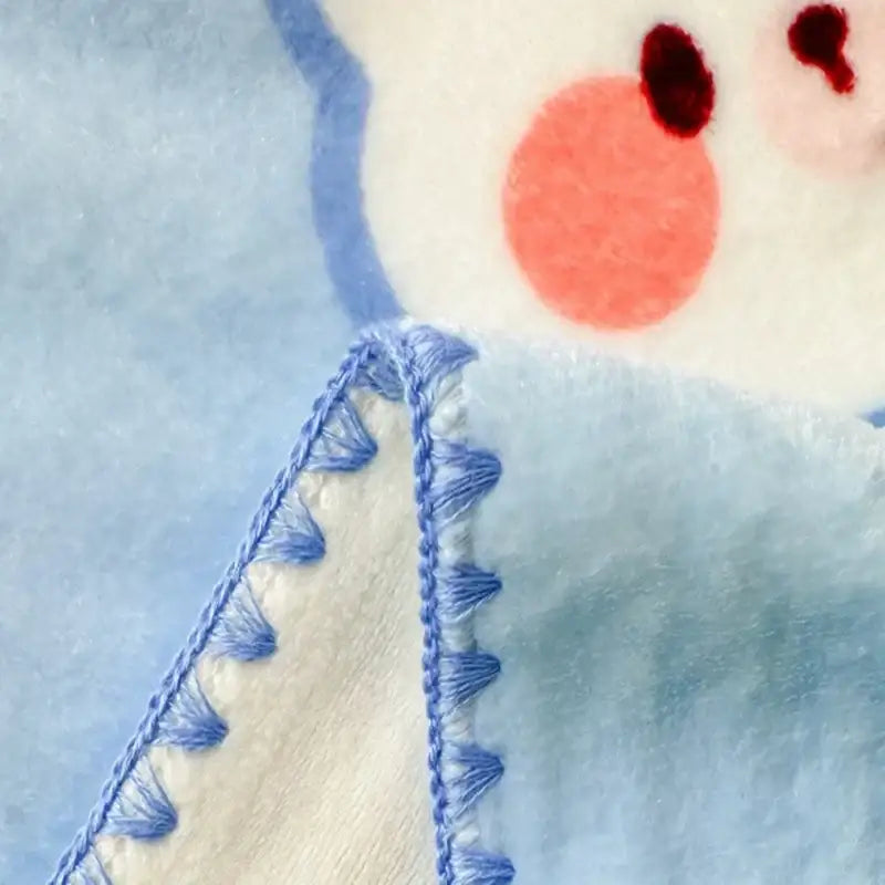 Light blue bear pattern cozy milk velvet blanket bedroom travel shawl