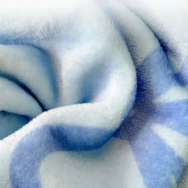 Light blue bear pattern cozy milk velvet blanket bedroom travel shawl