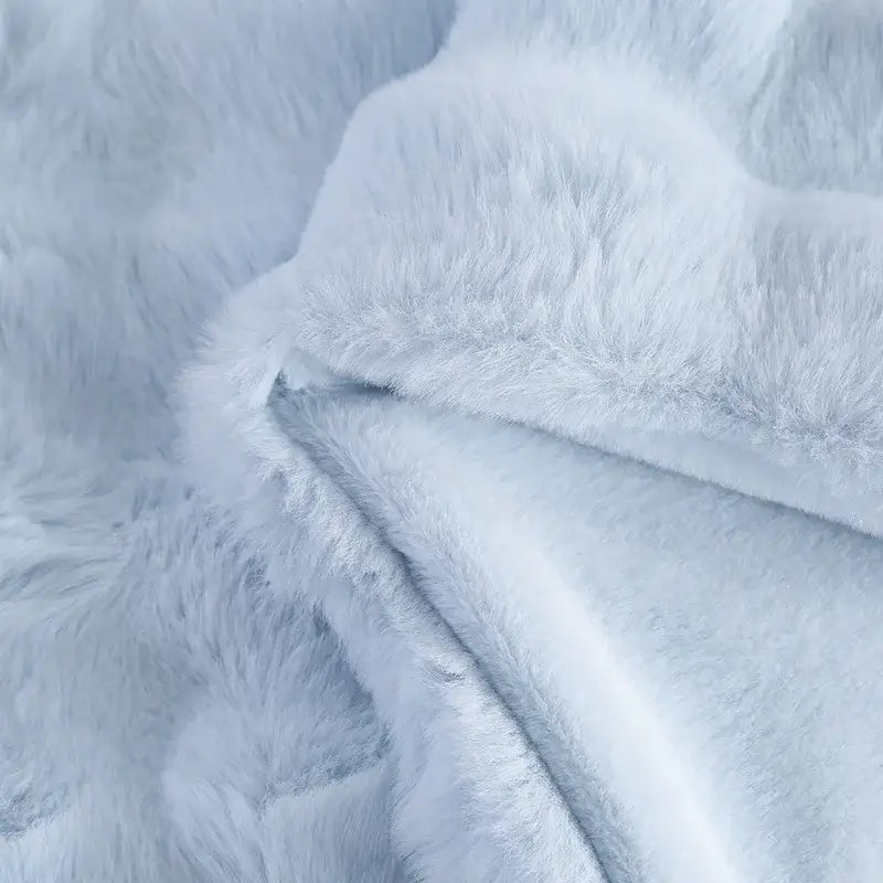 Light blue bubble rabbit velvet blanket bedroom plush quilt