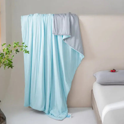Light blue cool fiber summer blanket bedroom cooling quilt