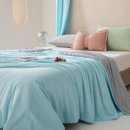 Light blue cool fiber summer blanket bedroom cooling quilt