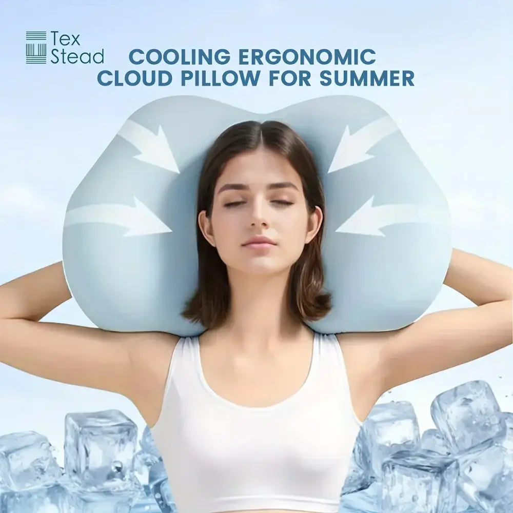 Light blue cooling memory foam pillow bedroom cloud ergonomic design