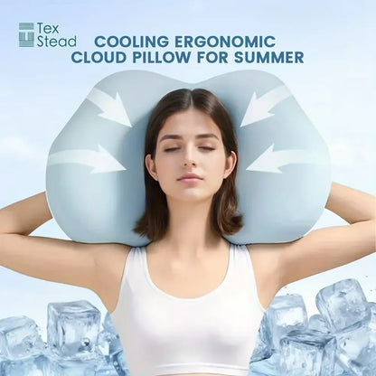 Light blue cooling memory foam pillow bedroom cloud ergonomic design