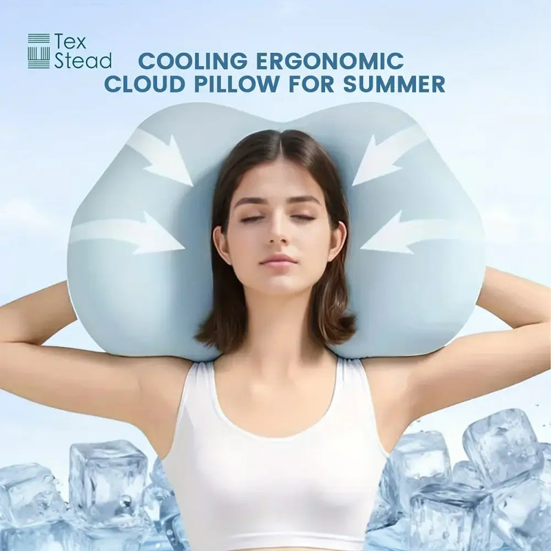 Light blue cooling memory foam pillow bedroom cloud ergonomic design