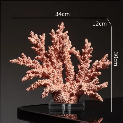 Light blue coral reef simulation sculpture on acrylic base living room
