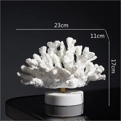 Light blue coral reef simulation sculpture on acrylic base living room