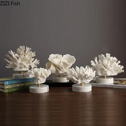 Light blue coral reef simulation sculpture on acrylic base living room