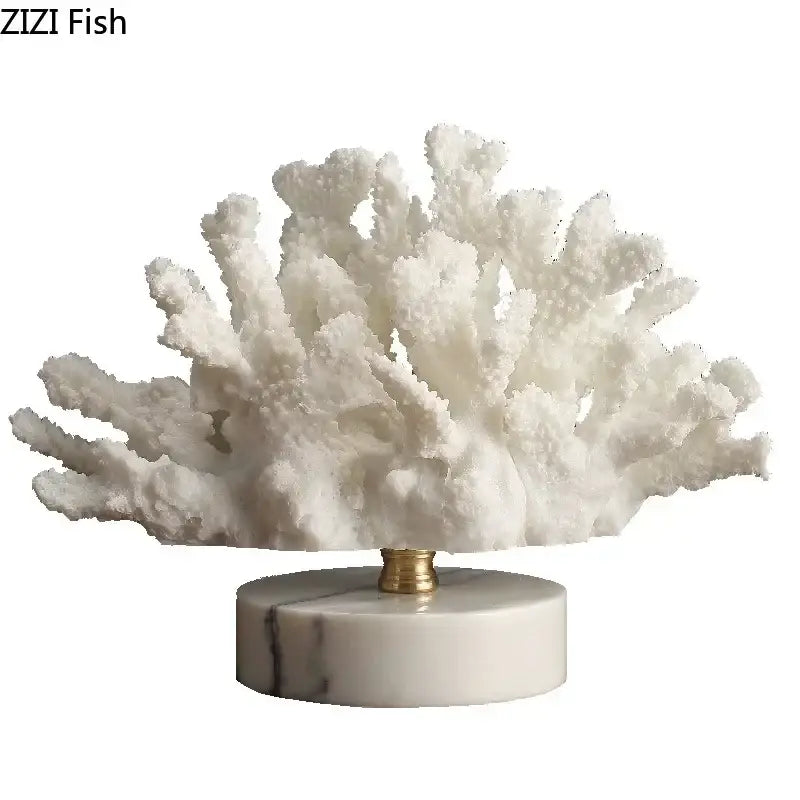 Light blue coral reef simulation sculpture on acrylic base living room