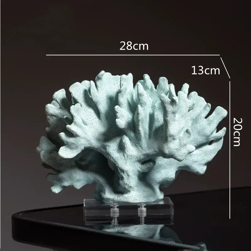 Light blue coral reef simulation sculpture on acrylic base living room