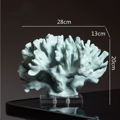 Light blue coral reef simulation sculpture on acrylic base living room