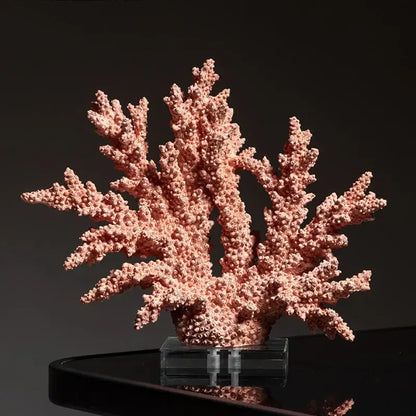 Light blue coral reef simulation sculpture on acrylic base living room