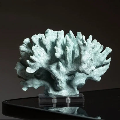 Light blue coral reef simulation sculpture on acrylic base living room