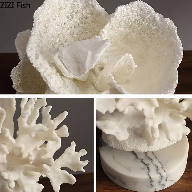 Light blue coral reef simulation sculpture on acrylic base living room