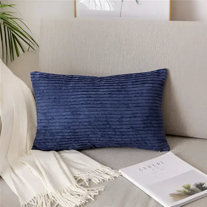 Light blue corduroy flocking pillow cover living room decor