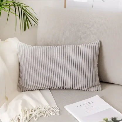 Light blue corduroy flocking pillow cover living room decor