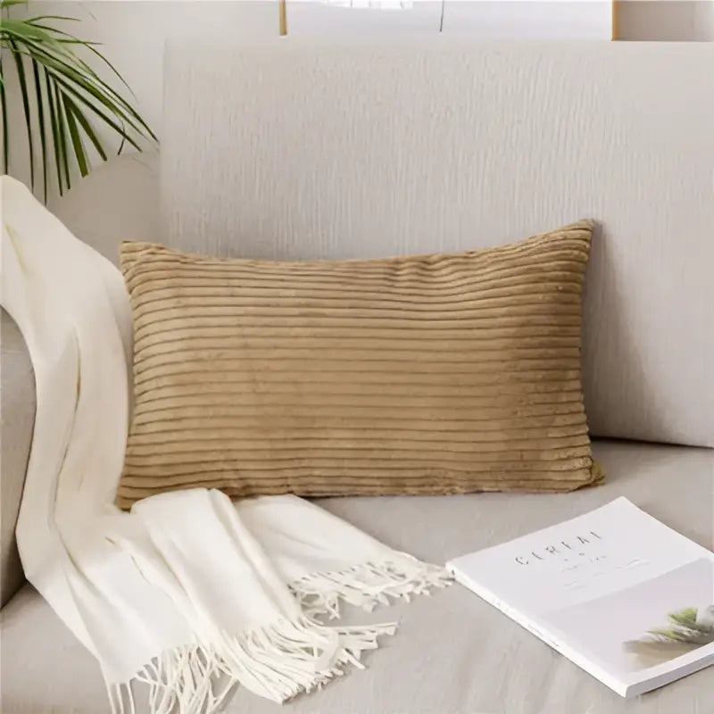 Light blue corduroy flocking pillow cover living room decor
