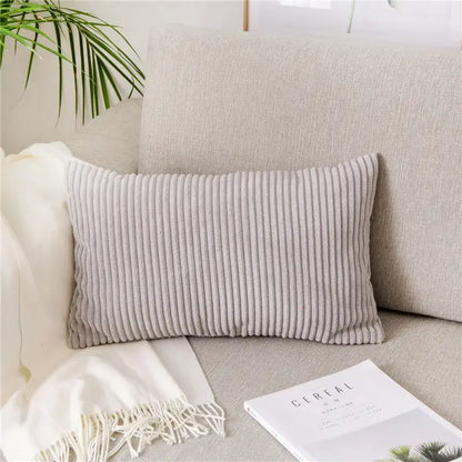 Light blue corduroy flocking pillow cover living room decor
