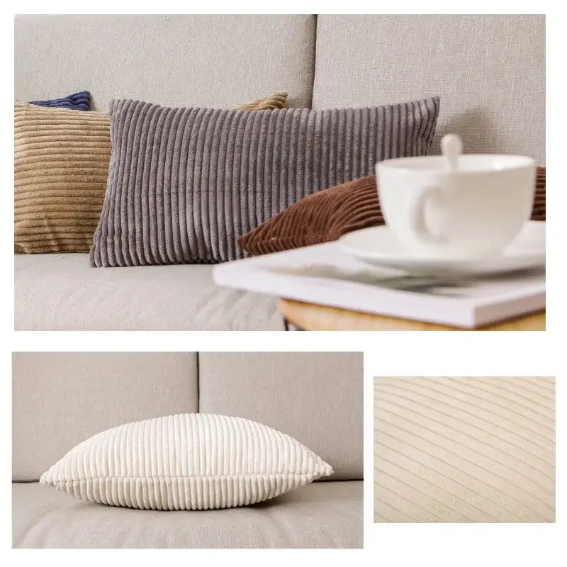 Light blue corduroy flocking pillow cover living room decor
