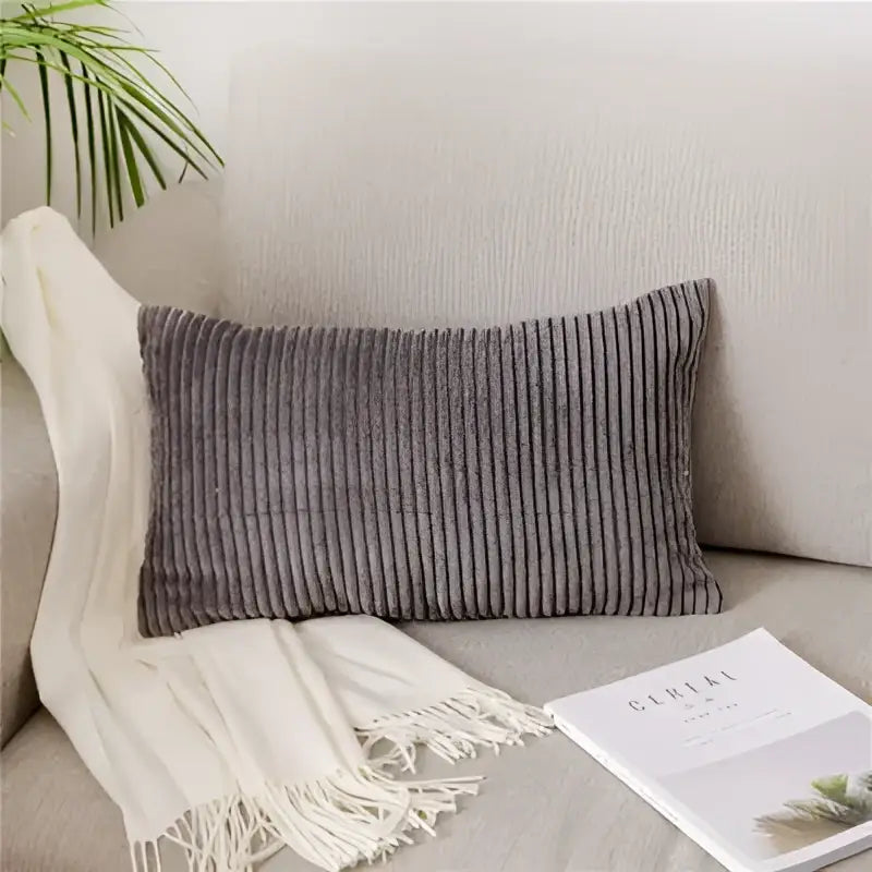 Light blue corduroy flocking pillow cover living room decor