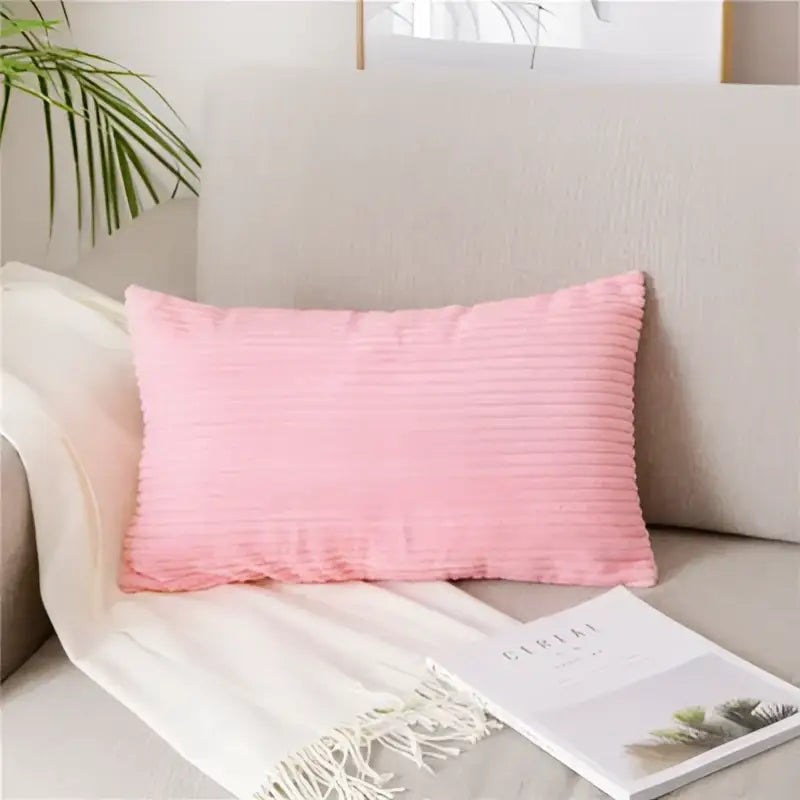 Light blue corduroy flocking pillow cover living room decor
