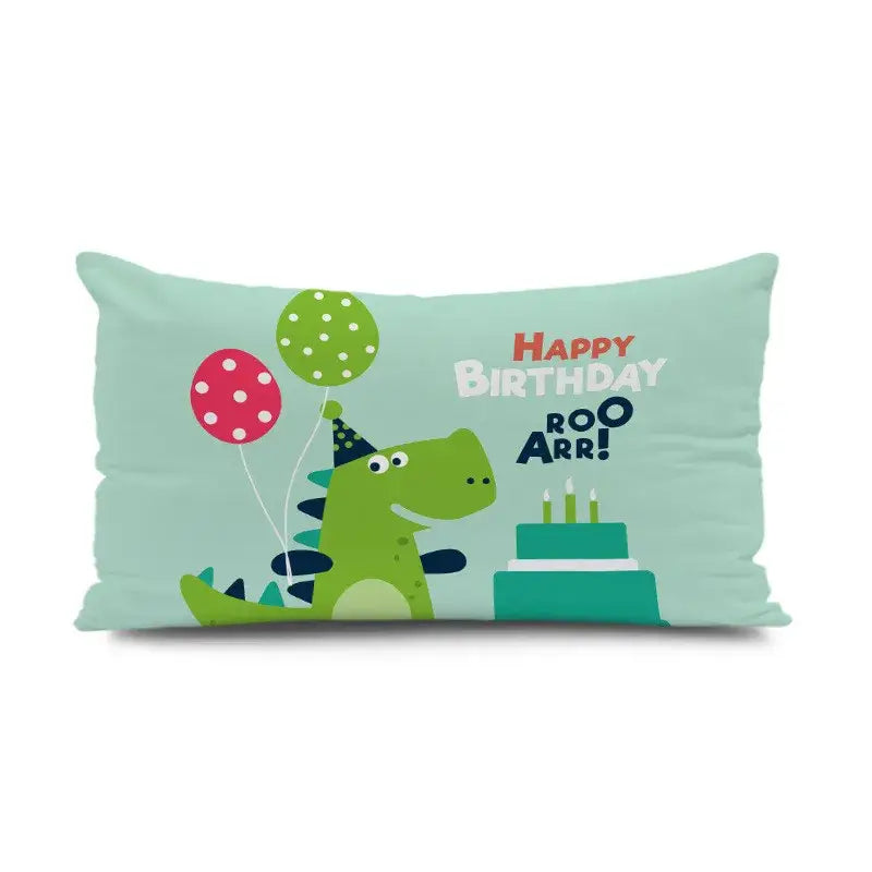 Light blue dinosaur animal happy birthday pillowcase bedroom decor