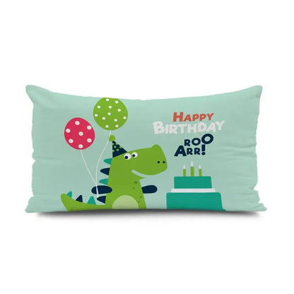 Light blue dinosaur animal happy birthday pillowcase bedroom decor